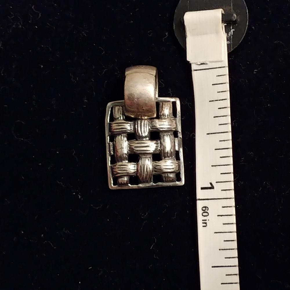 Silver Pendant Rectangular Basket Weave - Picture 6 of 7